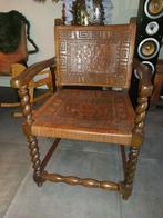 Vintage Handgemaakte Leren Fauteuil, Huis en Inrichting, Fauteuils, Ophalen, Gebruikt, Minder dan 75 cm, Vintage