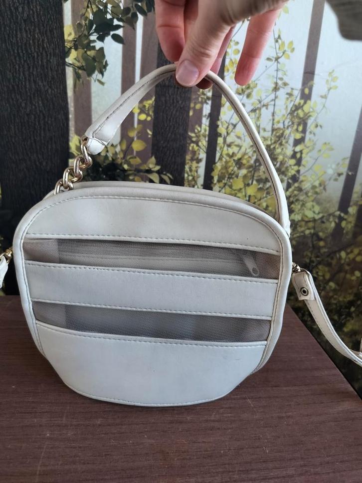 Vintage schouder tasje, Sieraden, Tassen en Uiterlijk, Tassen | Schoudertassen, Zo goed als nieuw, Wit, Ophalen of Verzenden