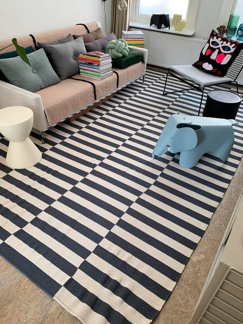 Wollen vloerkleed, grijs gestreept, 250x350cm, Huis en Inrichting, Stoffering | Tapijten en Kleden, Zo goed als nieuw, 200 cm of meer