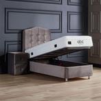 Boxspring Opbergbed Romeo grijs 1-persoons, Huis en Inrichting, 90 cm, Ophalen of Verzenden, Grijs, Hout