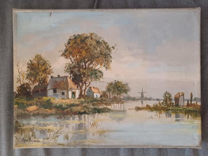 Olieverf Schilderij - Hollands Landschap, Antiek en Kunst, Kunst | Schilderijen | Klassiek, Ophalen