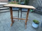 Massieve statafel + 2 hoge stoelen, Ophalen, Zo goed als nieuw
