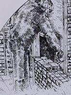 Vintage glasgravure De Metselaar Swaenepoel, Antiek en Kunst, Ophalen of Verzenden