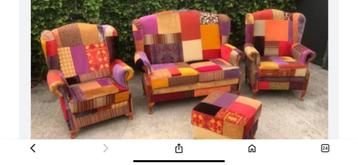 Jantine Razijn Design Patchwork 2+1+1zits +hocker beschikbaar voor biedingen