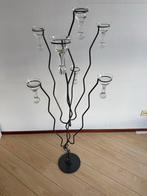 Grote metalen kandelaar met theelicht glaasjes, Ophalen, Gebruikt, Zwart, Kandelaar