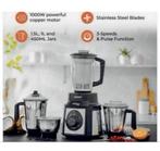 1000W SET 5-in-1 Mixer Blender Juicer 1.5L + bekers rvs, Nieuw, Ophalen of Verzenden, H, H