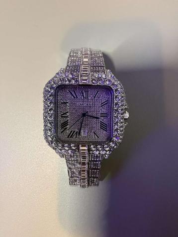 Cartier watch moissanite iced out beschikbaar voor biedingen