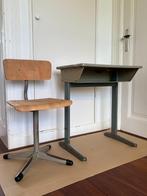 Vintage schoolburotje en stoel, Ophalen, Gebruikt, Tafel(s) en Stoel(en)
