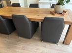 6 eetkamer stoelen 100% leer (bruin), Huis en Inrichting, Stoelen, Ophalen, Bruin, Leer, Zo goed als nieuw