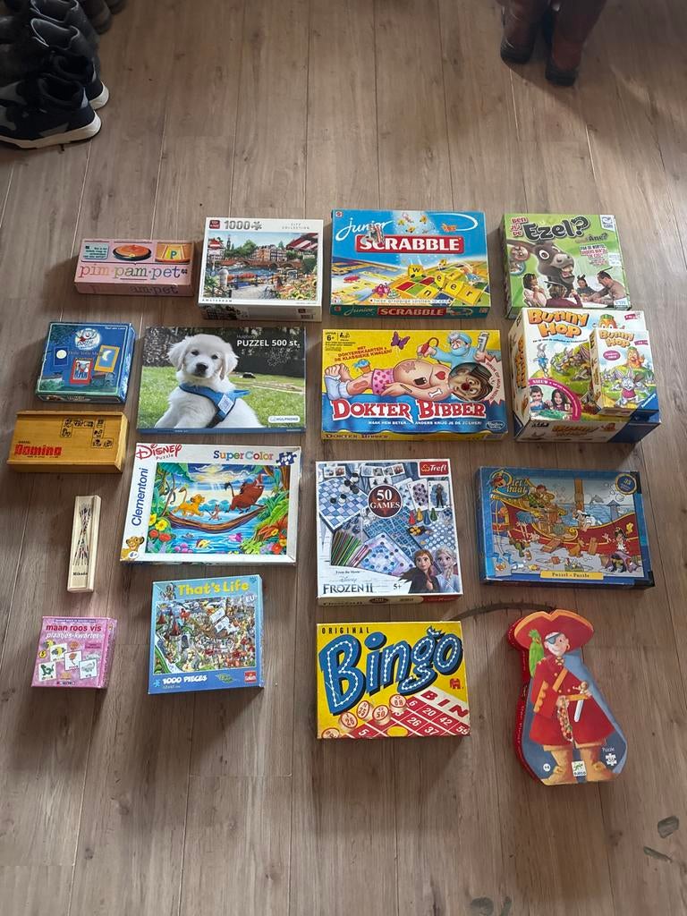 Grote verzameling kinderspellen en puzzels, Een of twee spelers, Ophalen of Verzenden, Gebruikt, Reisspel