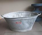Oude brocante zinken teil, wastobbe ovaal,, Ophalen of Verzenden, Gebruikt, Ovaal, Riet
