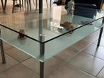 Glazen salontafel met 2 glasplaten 120x70x46cm, Ophalen, 100 tot 150 cm, 50 tot 100 cm, Modern
