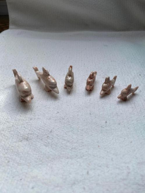 6 edelstenen (Aragoniet) miniatuur vissen, Sieraden, Tassen en Uiterlijk, Edelstenen, Nieuw, Ophalen of Verzenden