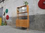 Vintage Jaren 60 Bar / LP Kast Mid Century Vitrinekast Groen, Gebruikt, Met deur(en), Ophalen of Verzenden, 150 tot 200 cm