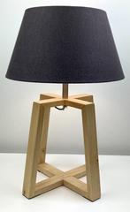 Tafellamp met antraciete kap en LED lamp, Minder dan 50 cm, Nieuw, Ophalen of Verzenden, Hout