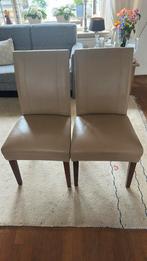 Set van 4 Eetkamerstoelen, leder, beige, Ophalen, Gebruikt, Overige kleuren, Leer