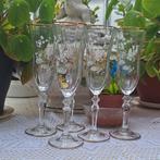 5 prachtige Champagneglazen handwerk Italy met vlinder, Antiek en Kunst, Ophalen