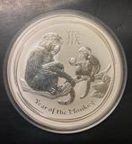 Australie 10oz zilver 2016 Lunar 2 year of the monkey, Ophalen of Verzenden, Zilver