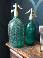 Antieke groene glazen spuitflessen sodaflessen chiffon, Antiek en Kunst, Ophalen