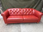 Klassieke leren bank - Rode Chesterfield stijl, Ophalen, Gebruikt, 150 tot 200 cm, Driepersoons