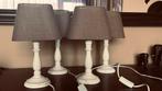 Sfeervolle lampjes 4x off-white met bruine kap, Huis en Inrichting, Ophalen, Gebruikt, Hout, Minder dan 50 cm