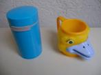 kinder eenden beker met oor 8cm h en blauwe beker van mepal, Ophalen of Verzenden, Zo goed als nieuw
