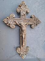 Oud kruis van tin/zink - 25cm, Antiek en Kunst, Antiek | Religie, Ophalen of Verzenden