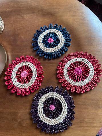 Vintage onderzetters van stro 4 stuks beschikbaar voor biedingen