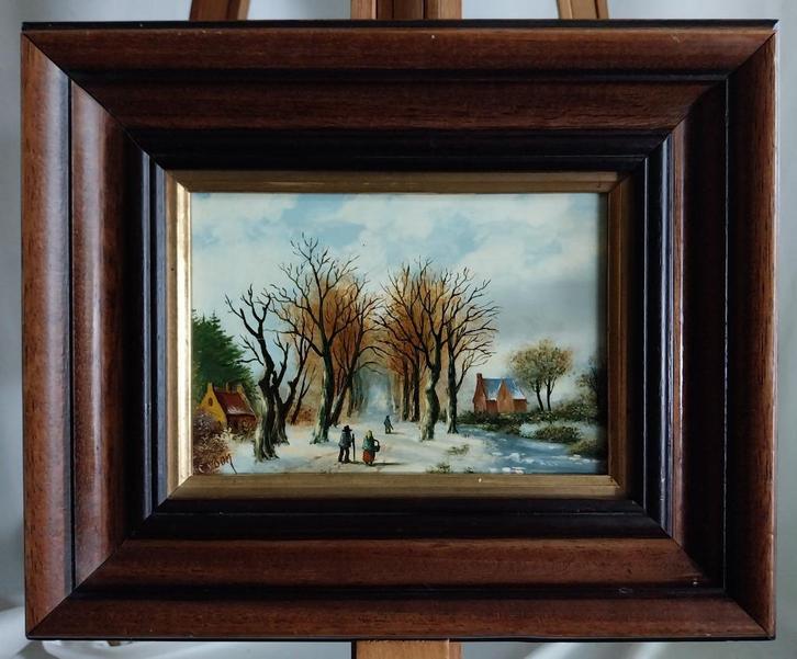 J. Croon (XXe) - Winterlandschap - 1960, Antiek en Kunst, Kunst | Schilderijen | Klassiek, Ophalen of Verzenden