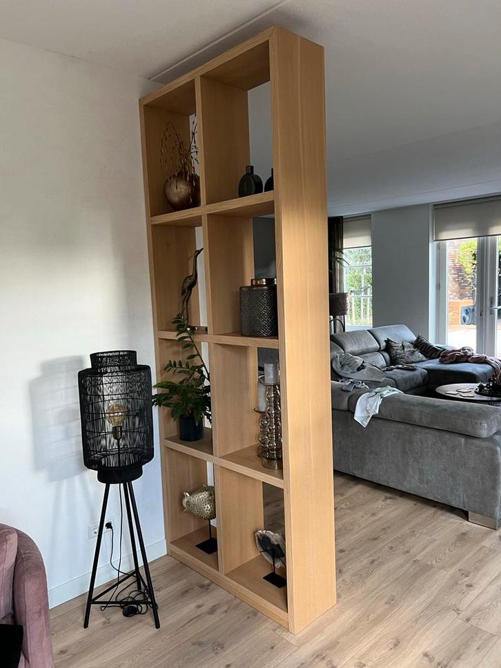 Roomdivider / Vakkenkast Eiken Fineer - Piet Klerkx, Huis en Inrichting, Kasten | Boekenkasten, Zo goed als nieuw, 100 tot 150 cm