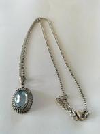 Prachtige antieke zilveren hanger met een aquamarijn steen., Sieraden, Tassen en Uiterlijk, Antieke sieraden, Verzenden, Zilver