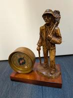 2 houten figuren waarvan 1 met barometer, Antiek en Kunst, Ophalen of Verzenden
