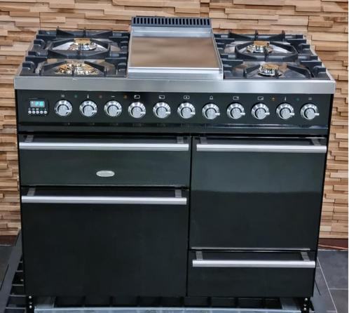 Luxe Fornuis Boretti Linea Quadra 100cm zwart 3 ovens, Witgoed en Apparatuur, Fornuizen, Zo goed als nieuw, Vrijstaand, Gas, 5 kookzones of meer
