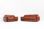 Vintage Italiaanse leren sofa set Vavassori Monza 1970, Huis en Inrichting, Banken | Complete zithoeken, Ophalen, Gebruikt, Leer