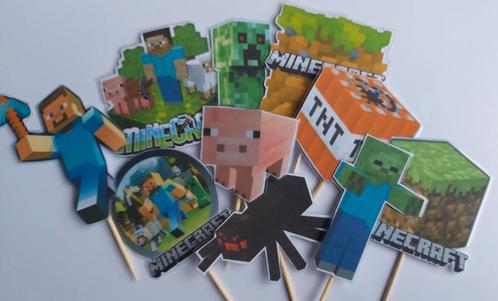 Set van 10 Minecraft traktatie cupcake prikkers, Hobby en Vrije tijd, Feestartikelen, Nieuw, Ophalen of Verzenden