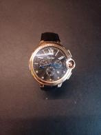 Cartier ballon blue heren horloge., Overige merken, Leer, Staal, Polshorloge
