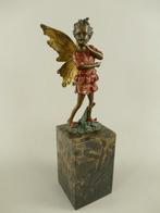 Bronzen elfenbeeldje gekleurd H.32x9cm, Antiek en Kunst, Ophalen of Verzenden