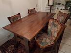 Zware massief Donker Eiken eethoek met 4 stoelen, Ophalen, Gebruikt, Klasiek, Landelijk en nog meer., 4 tot 6 stoelen