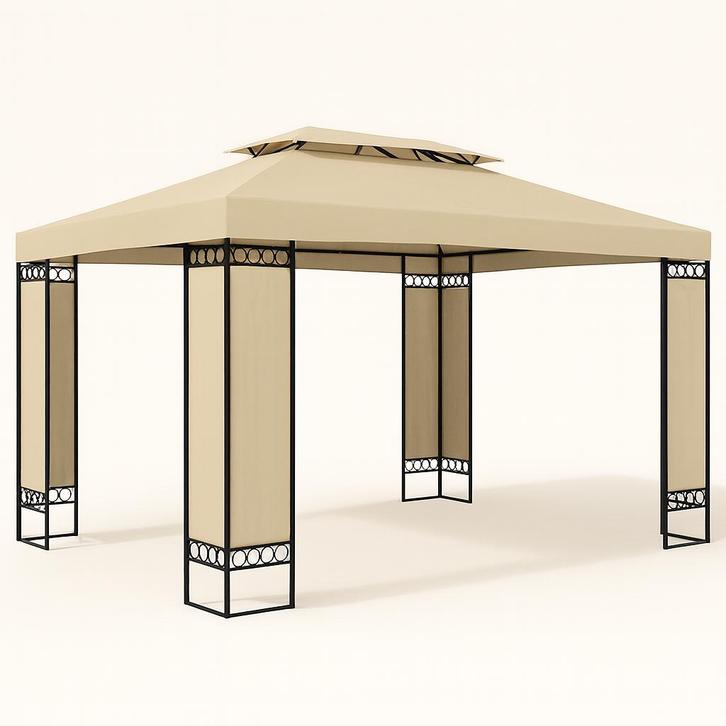 Paviljoen Partytent 4x3m Beige Waterafstotend, Tuin en Terras, Partytenten, Nieuw, Partytent, 2 meter of meer, Minder dan 5 meter