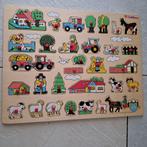 Houten boerderij puzzel, Kinderen en Baby's, Speelgoed | Kinderpuzzels, 10 tot 50 stukjes, Van hout, Zo goed als nieuw, 2 tot 4 jaar