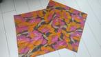 Vintage kussenslopen katoen roze oranje bloemen 2x, Gebruikt, Overige maten, Hoeslaken of Sloop, Ophalen of Verzenden