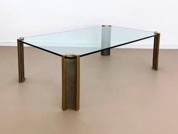 Vintage mid-century koffietafel salontafel brons brutalist beschikbaar voor biedingen