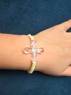 Kralen armband met kruis, Wit, Kunststof of Plastic, Ophalen of Verzenden, Zo goed als nieuw