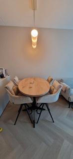 Dining set 140x80 oak table with 4 chairs, Ophalen, 100 tot 150 cm, Eikenhout, 50 tot 100 cm