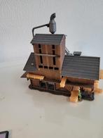 Veel geplakte huizen e.d. voor treinbaan, Ophalen, Gebruikt