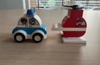 Duplo politieauto en brandweer helikopter - 10957, Ophalen of Verzenden, Zo goed als nieuw, Complete set, Duplo