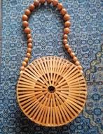 Balinese lichtbruine gelakte bamboe schoudertas, dm 27 cm, Overige merken, Ophalen of Verzenden, Zo goed als nieuw, Overige kleuren