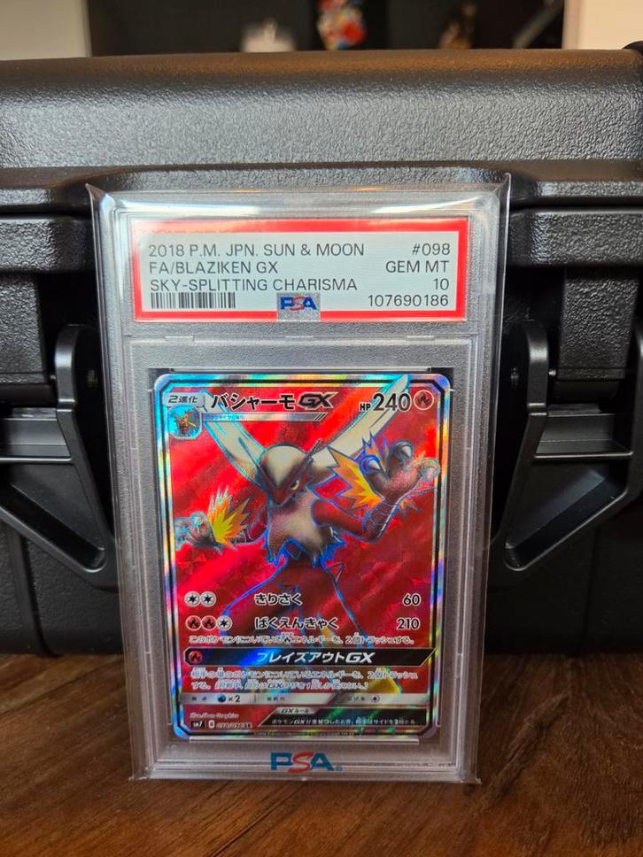 Blaziken GX - Sun & Moon PSA 10!, Hobby en Vrije tijd, Verzamelkaartspellen | Pokémon, Zo goed als nieuw, Losse kaart, Foil, Ophalen of Verzenden