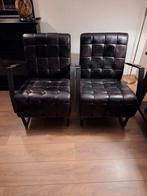 Zwarte lerentuig stoelen., Huis en Inrichting, Ophalen, Gebruikt
