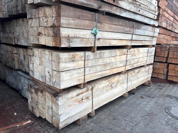 Beukenhout Balken/Spanten draglineschotten, Doe-het-zelf en Verbouw, Hout en Planken, Gebruikt, Balk, Beuken, 300 cm of meer, 50 mm of meer